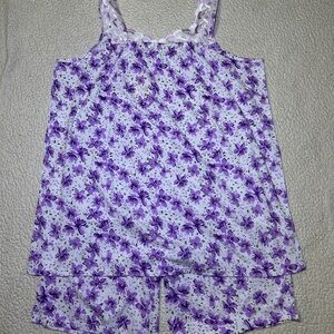LATI Fashion Cozy Sleeveless Floral Pajama Short Set Size XL Feminine Dainty
